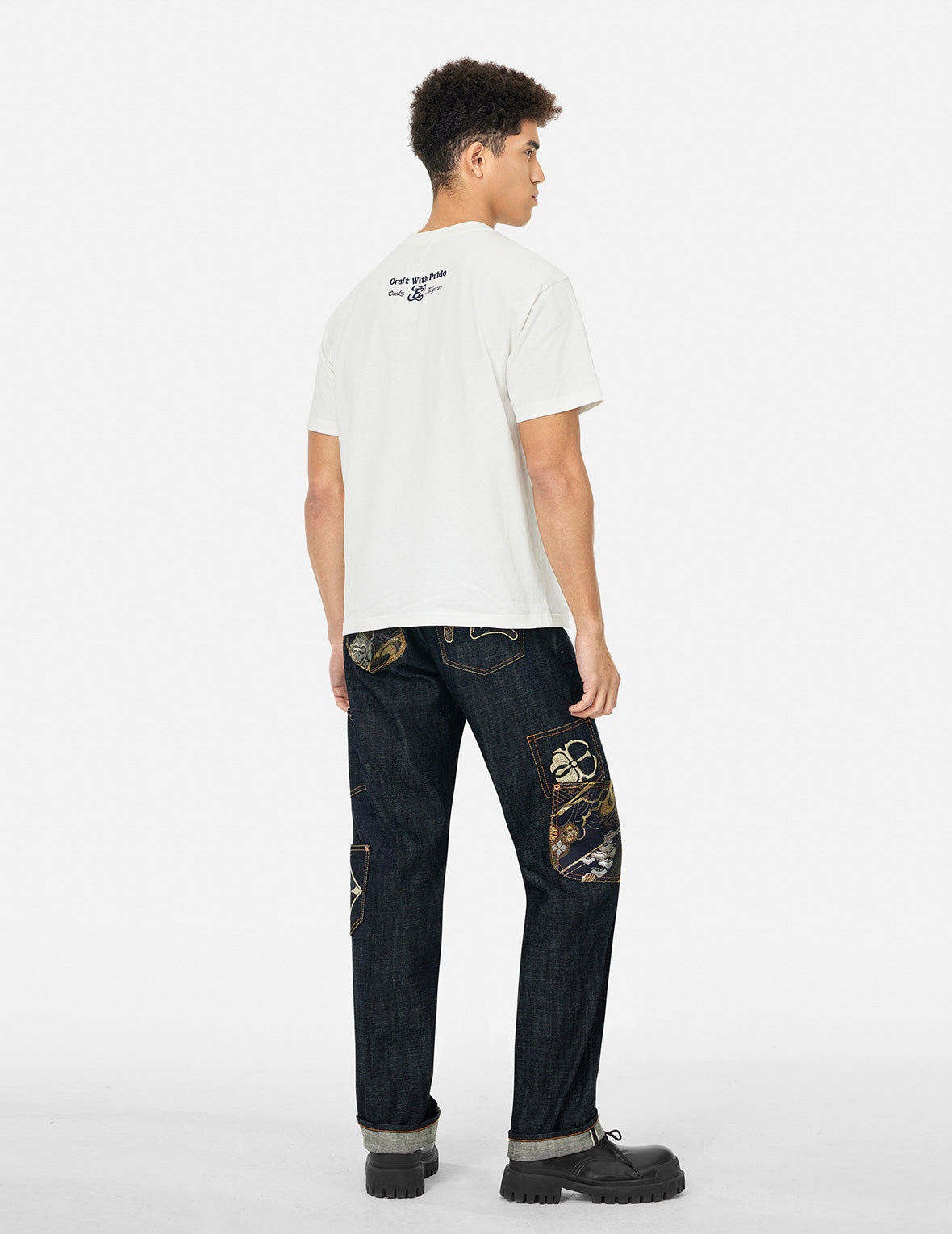 Multi-Pocket with Brocade Patch Regular Fit Jeans #2000 - 4