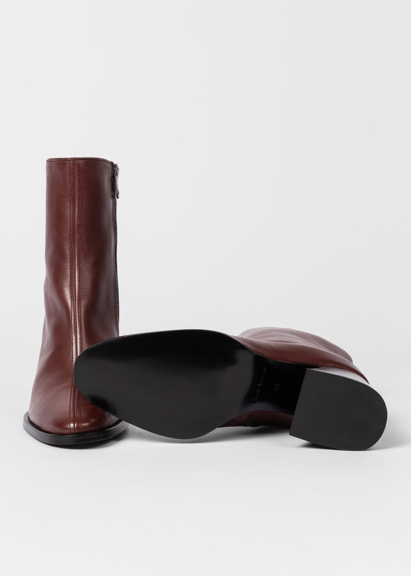 Paul Smith Leather Burgundy 'Baylis' Boots outlook