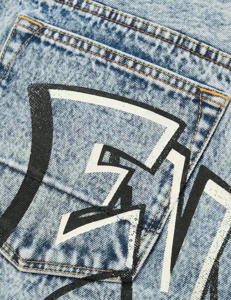 GRAFFITI LOGO DETACHABLE WIDE-LEG DENIM JEANS 7