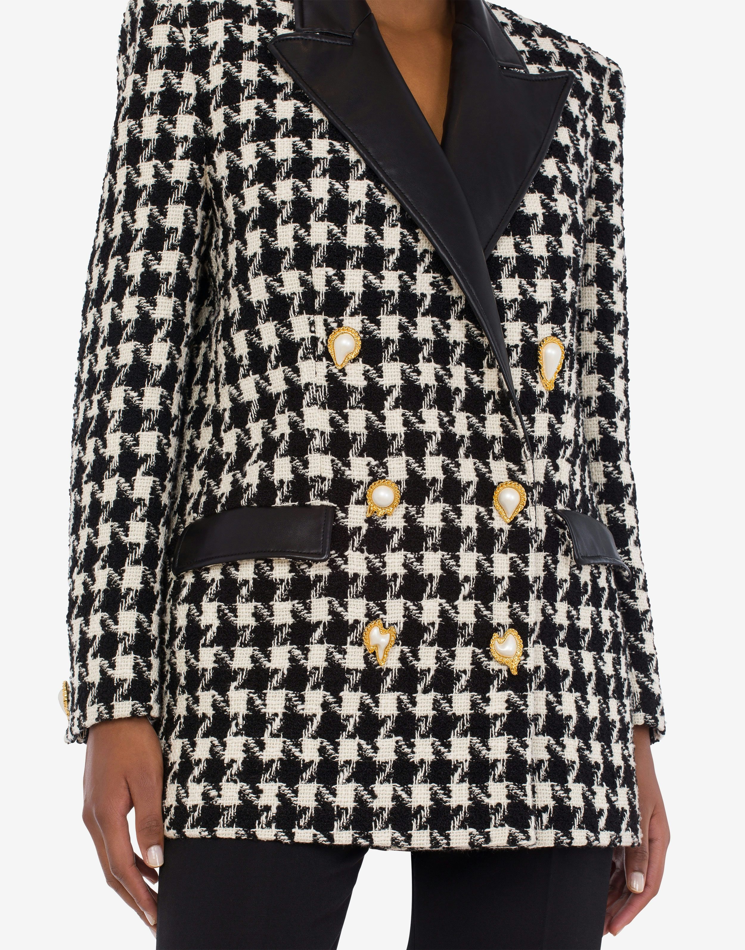 MORPHED BUTTONS HOUNDSTOOTH BOUCLÉ JACKET - 4