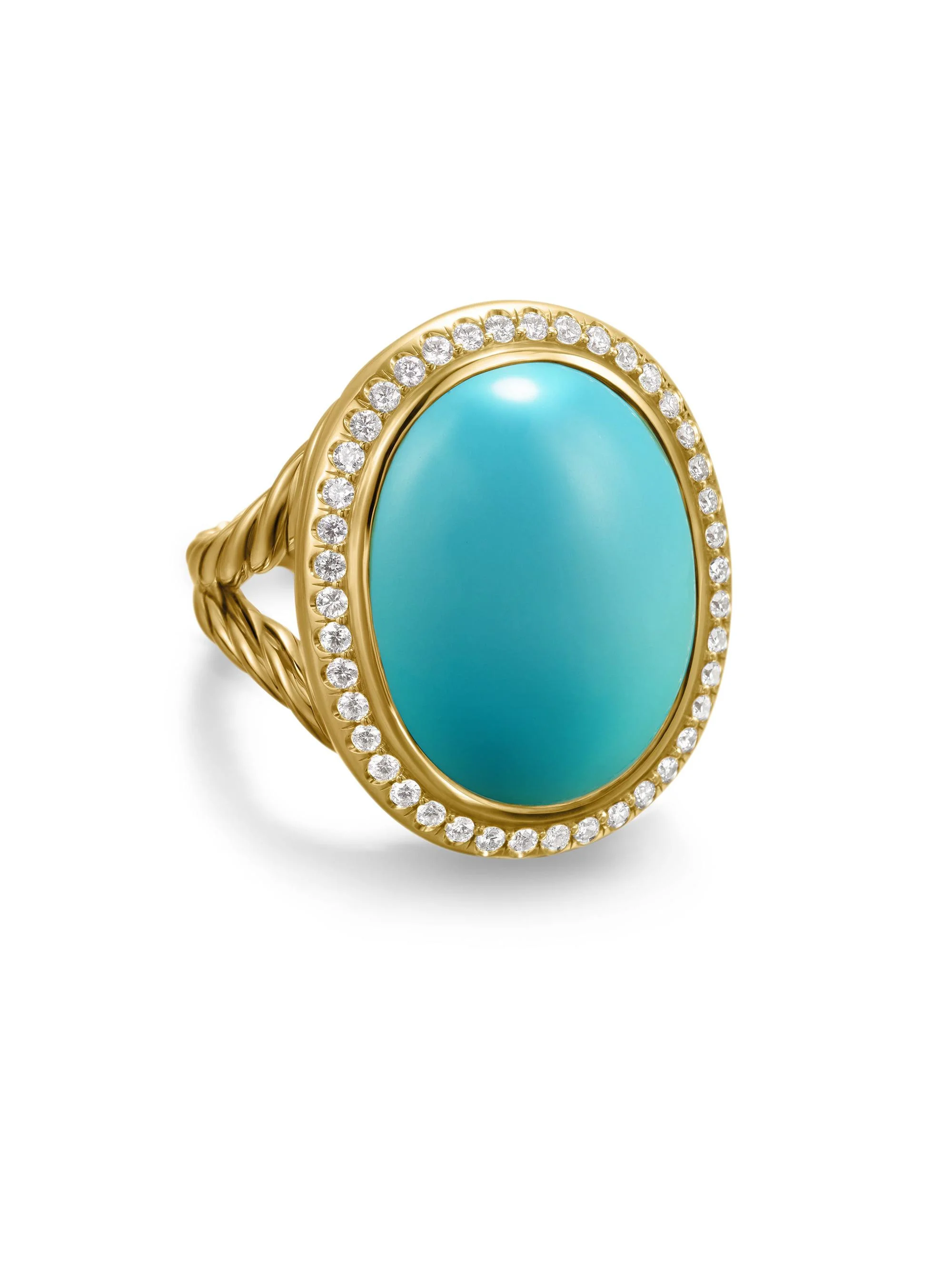 Women's Albion Oval Ring in 18K Yellow Gold - Turquoise - 1