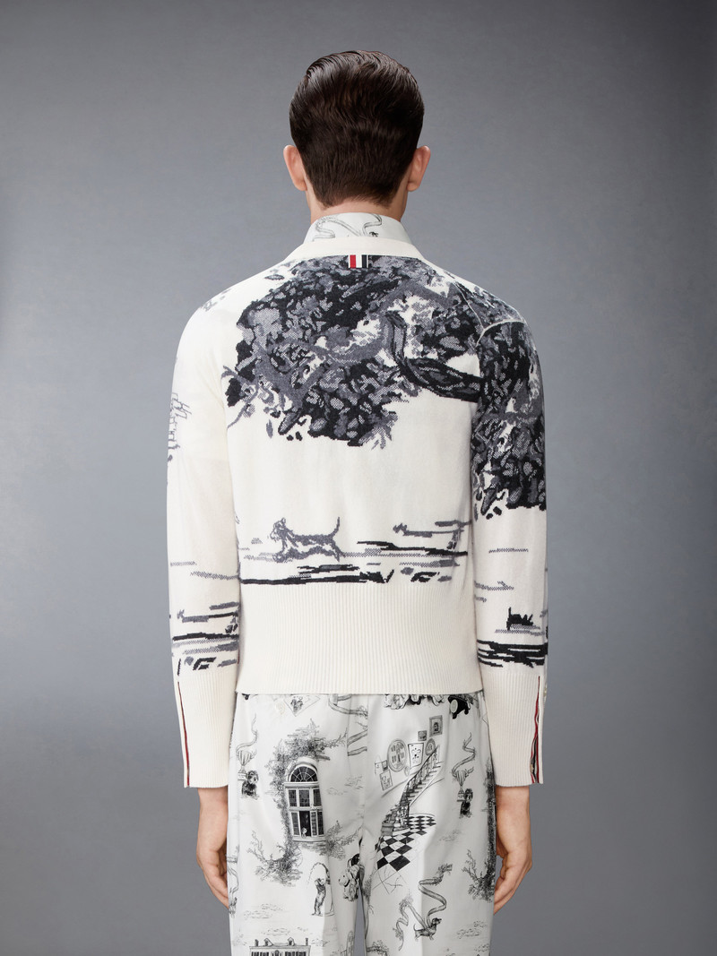 CASHMERE JERSEY INTARSIA HECTOR TOILE CARDIGAN 3