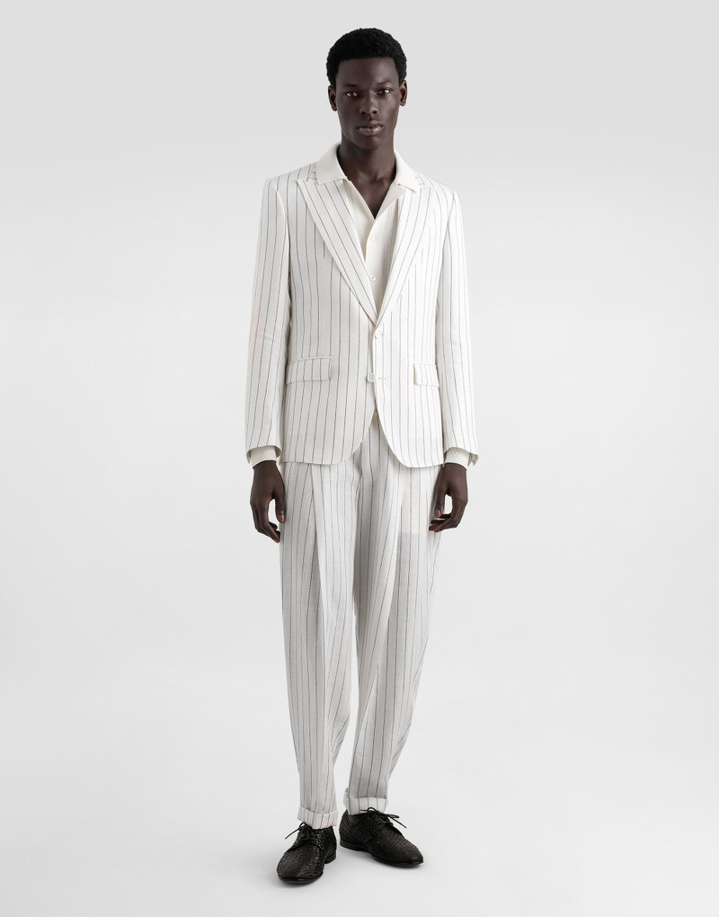 Dolce & Gabbana Single-breasted pinstripe linen-blend jacket outlook