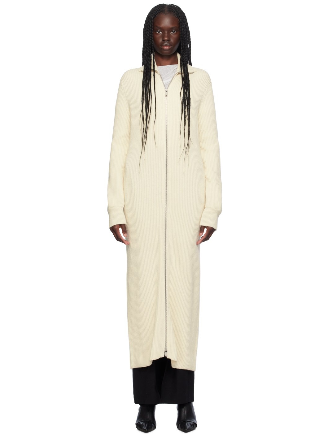 Off-White Zip-Up Cardigan - 1