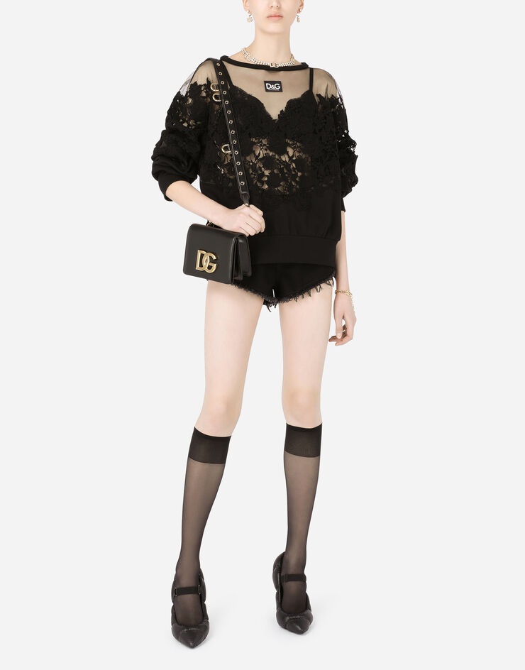 Jersey sweatshirt with tulle and macramé details - 6