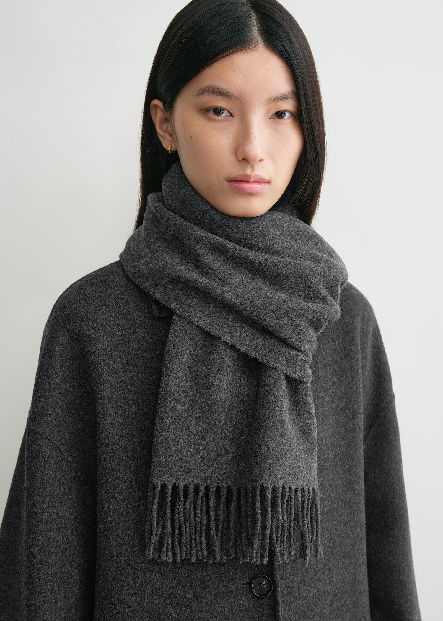 Classic wool scarf dark grey mélange - 2
