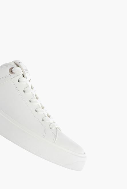 White calfskin and metallic gold leather B-Court sneakers - 6