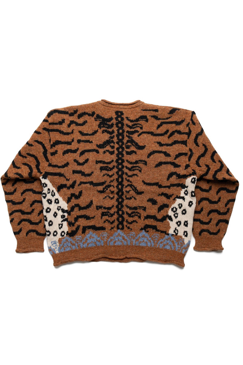 Kapital 7G Wool NEPAL TIGER Crew Knit Sweater - Orange outlook