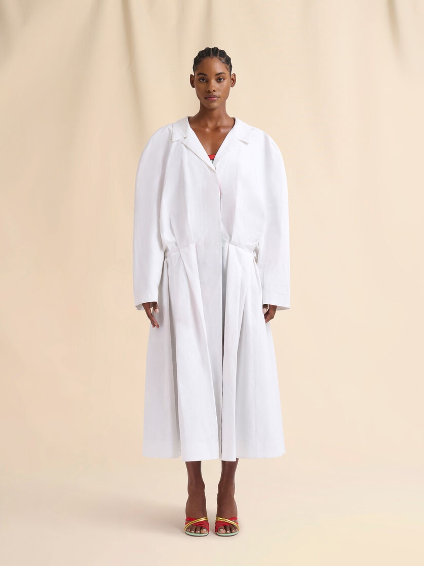 BLACK BONDED COTTON OVERSIZED DUSTER COAT - 2