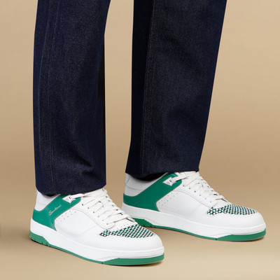 Santoni Men's white and green leather Sneak-Air sneaker outlook