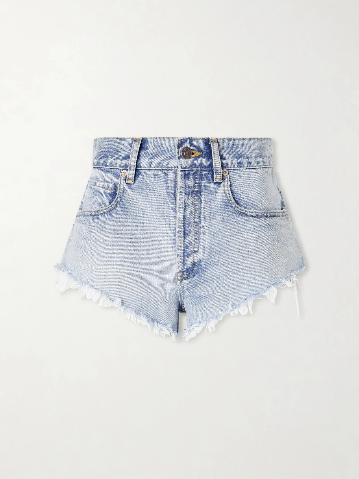 Frayed Denim Shorts - 1
