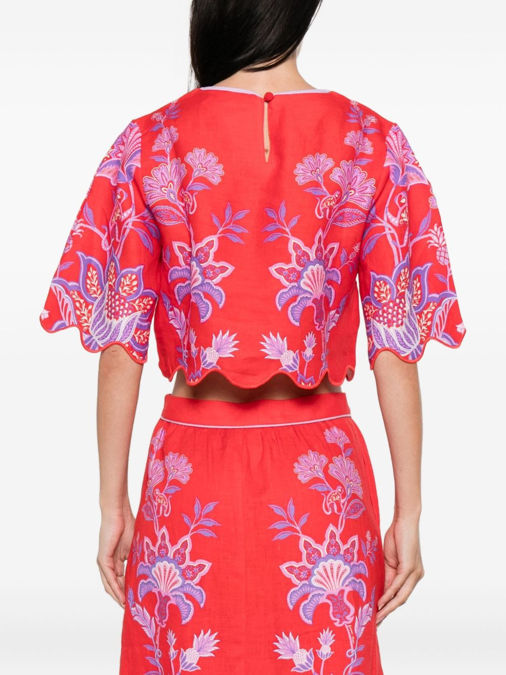 Porcelain Garden floral-print scalloped top - 4
