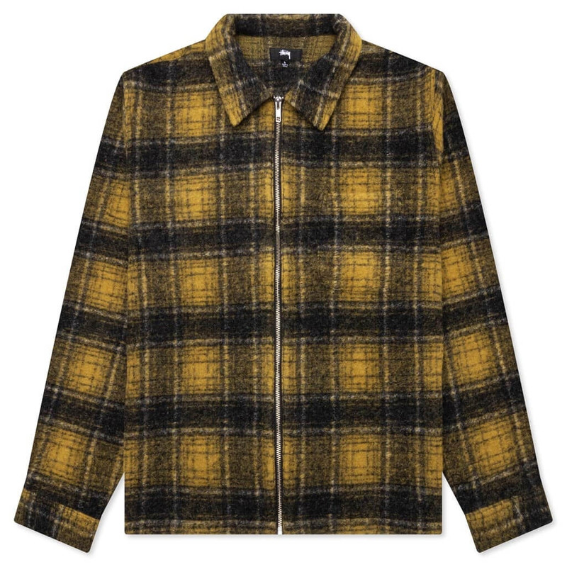 WOOL PLAID ZIP SHIRT - YELLOW - 1