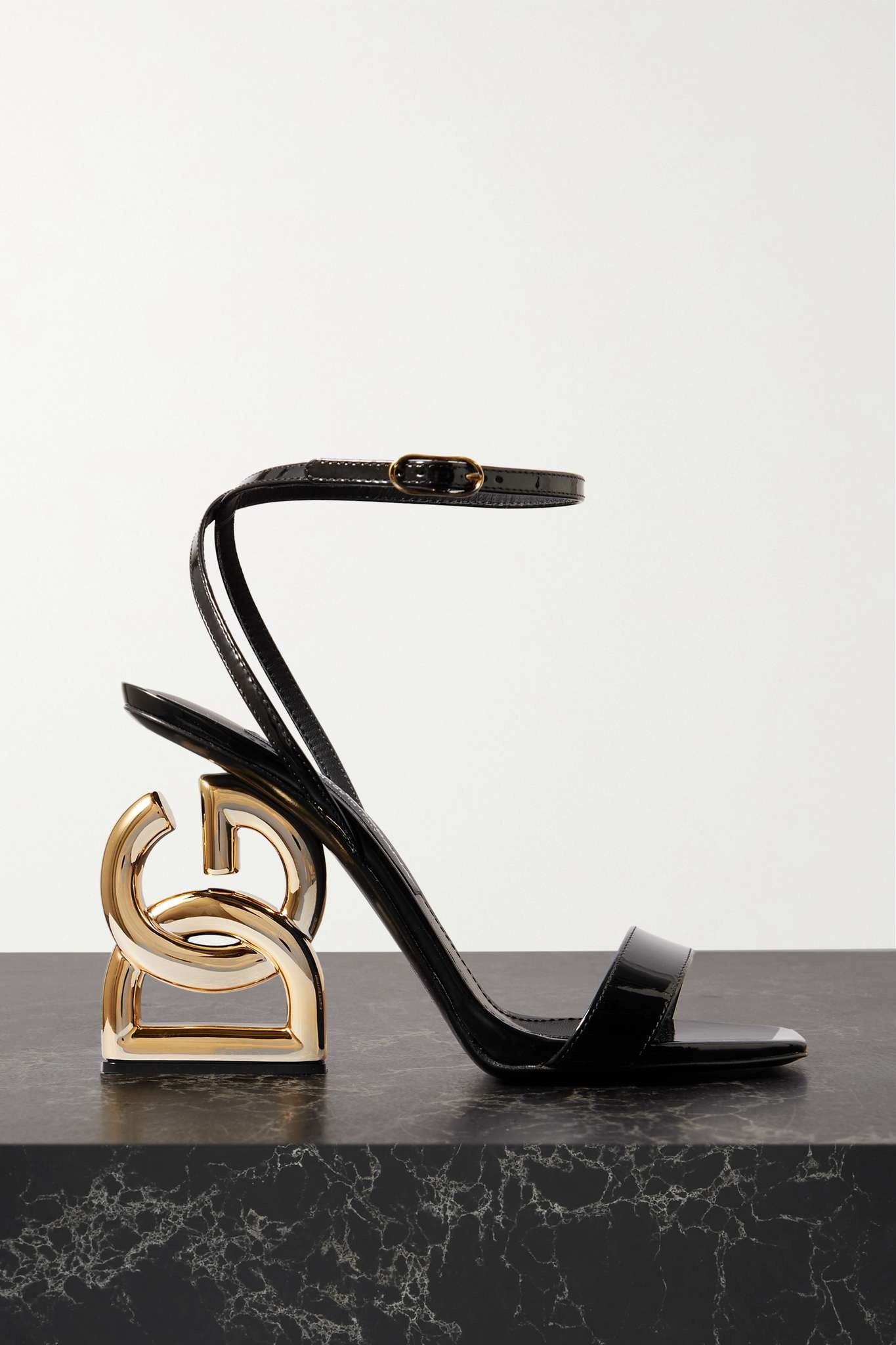 Keira embellished patent-leather sandals - 1