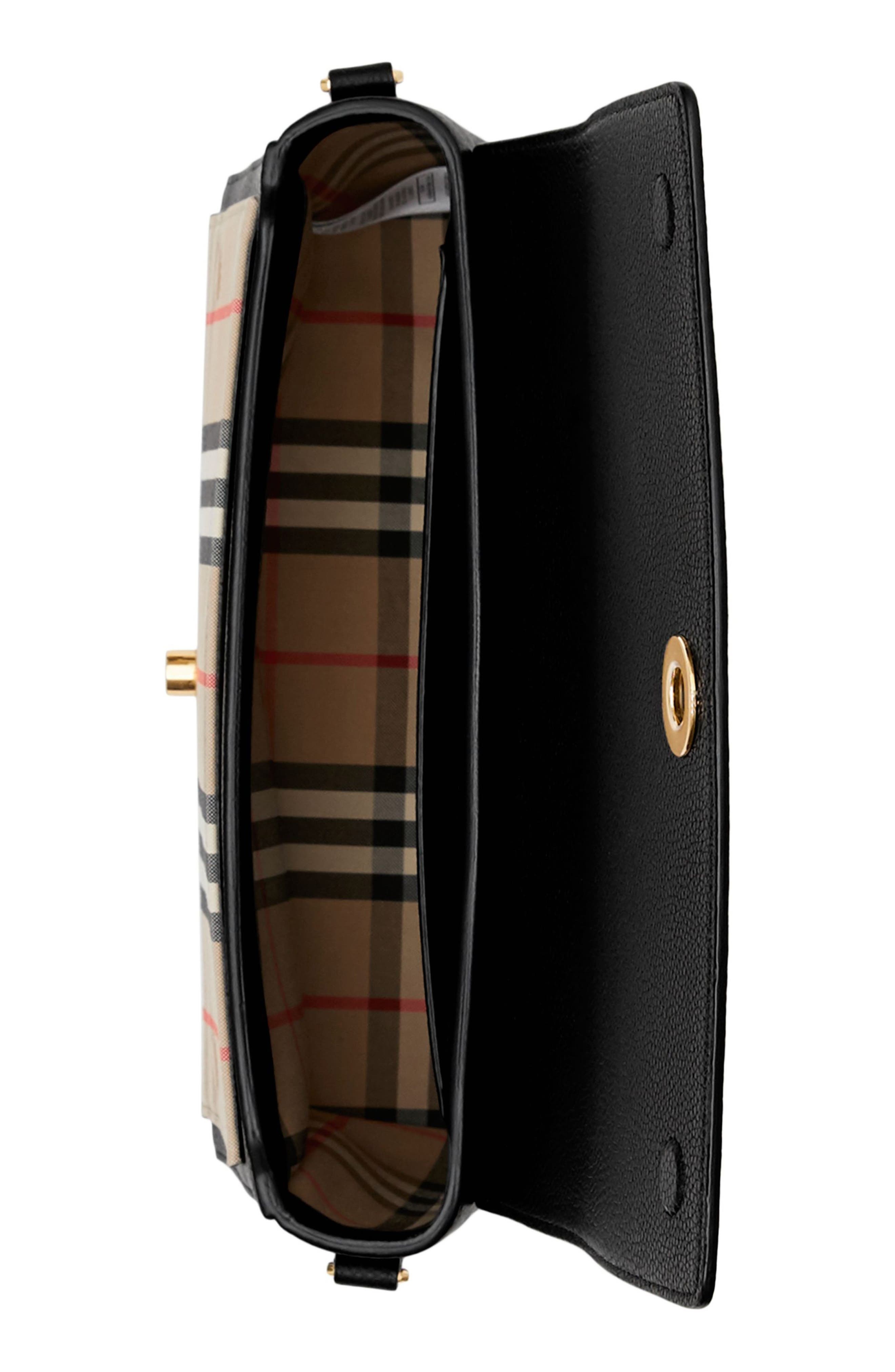 burberry Note Leather & Vintage Check Crossbody Bag in Black at Nordstrom - 5