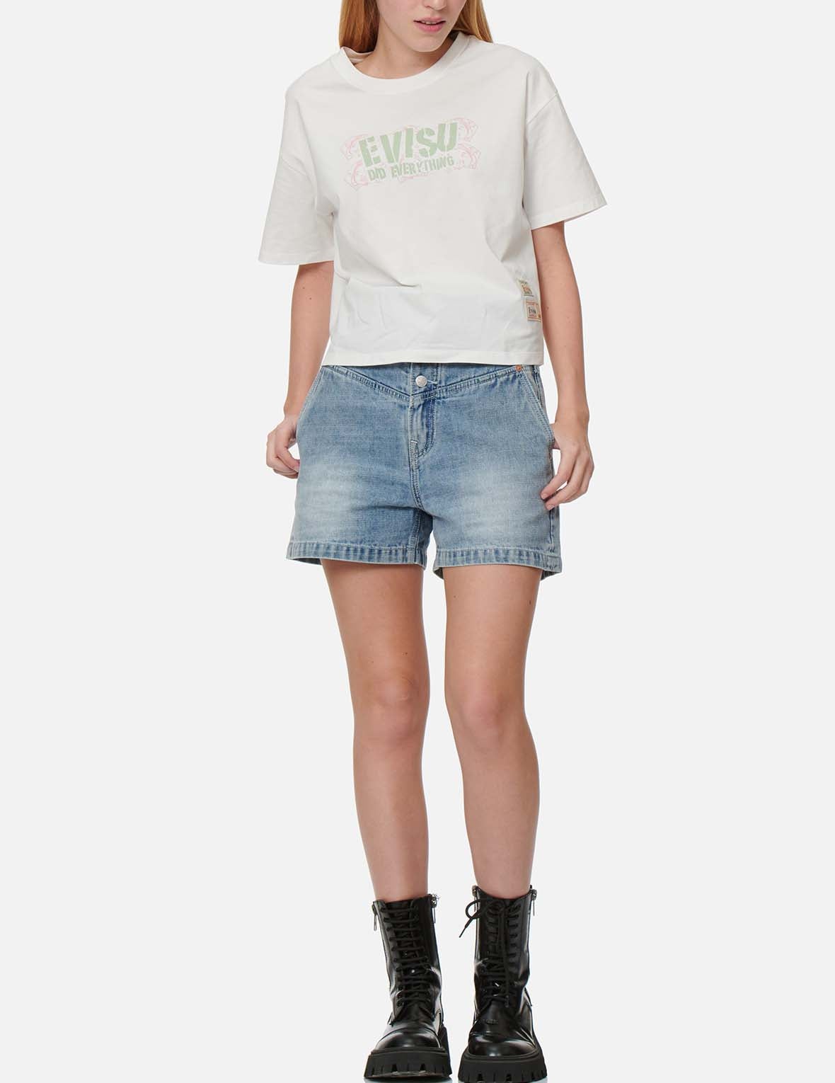 SEAGULL PRINT PAPER BAG DENIM SHORTS - 6