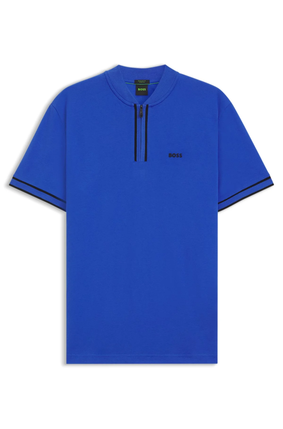 ZIP-NECK POLO SHIRT IN STRETCH-COTTON PIQUÉ - 1
