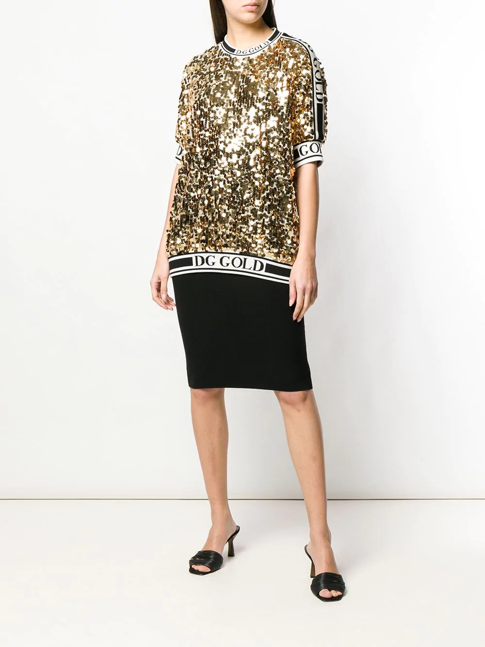 logo trim sequin T-shirt - 2