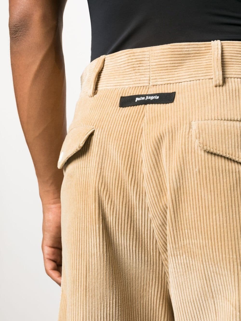 crochet-stripe cotton corduroy trousers - 5