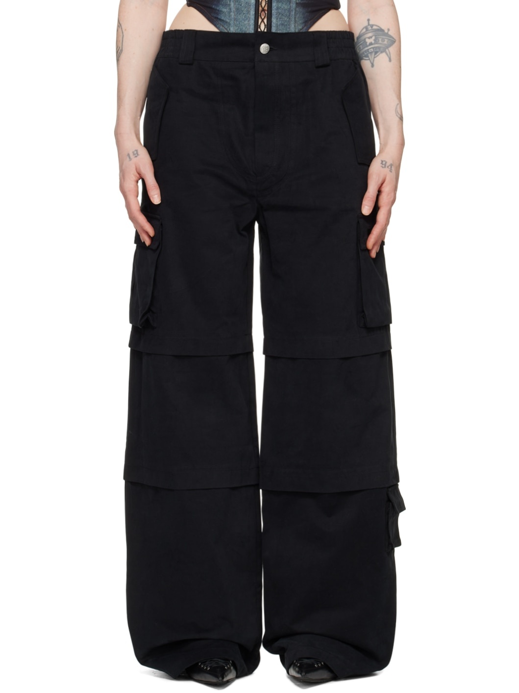 Black Baggy Work Trousers - 1