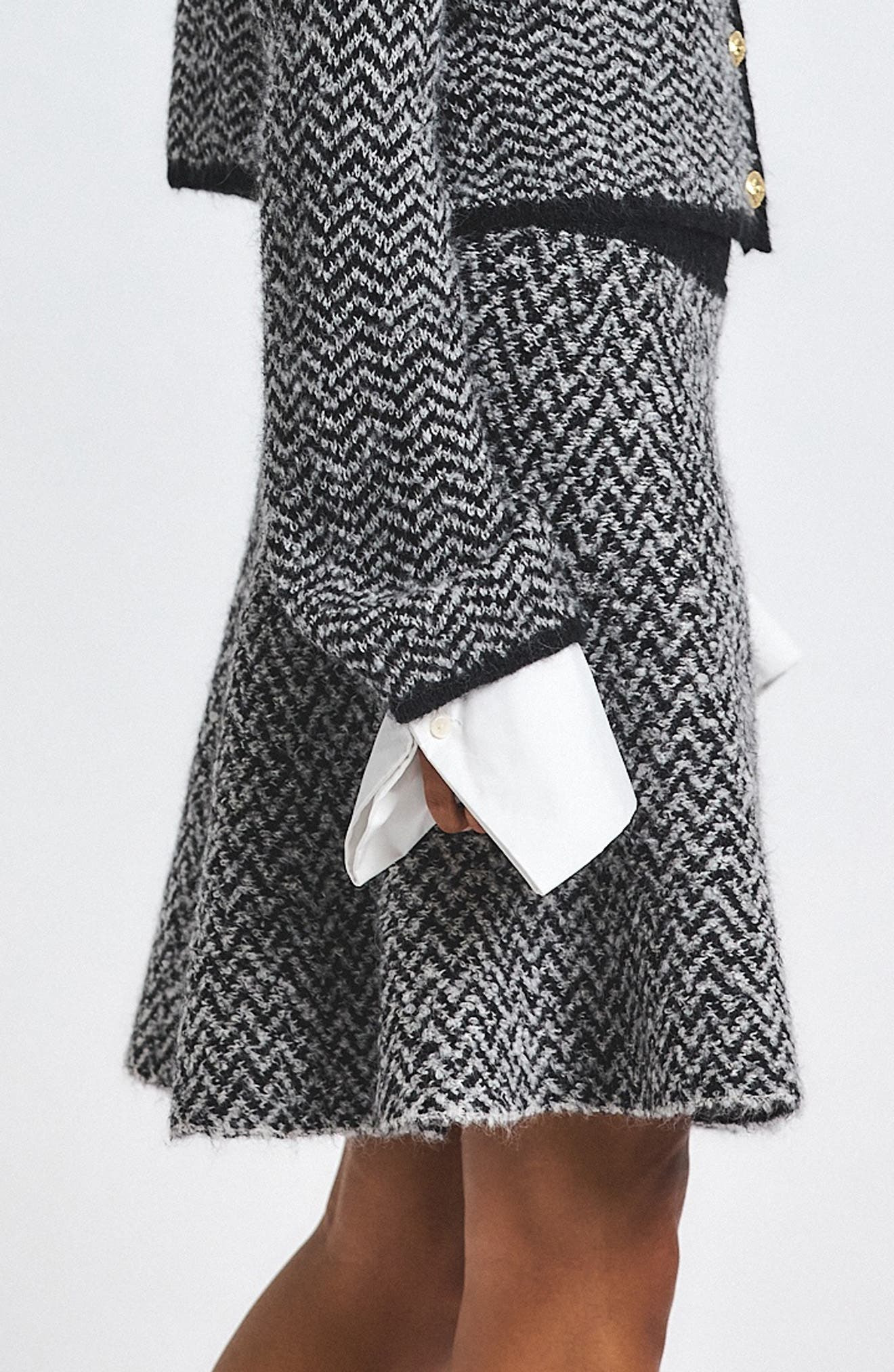 Derek Lam 10 Crosby Imogen Textured A-Line Skirt in Ivory/Black at Nordstrom - 3