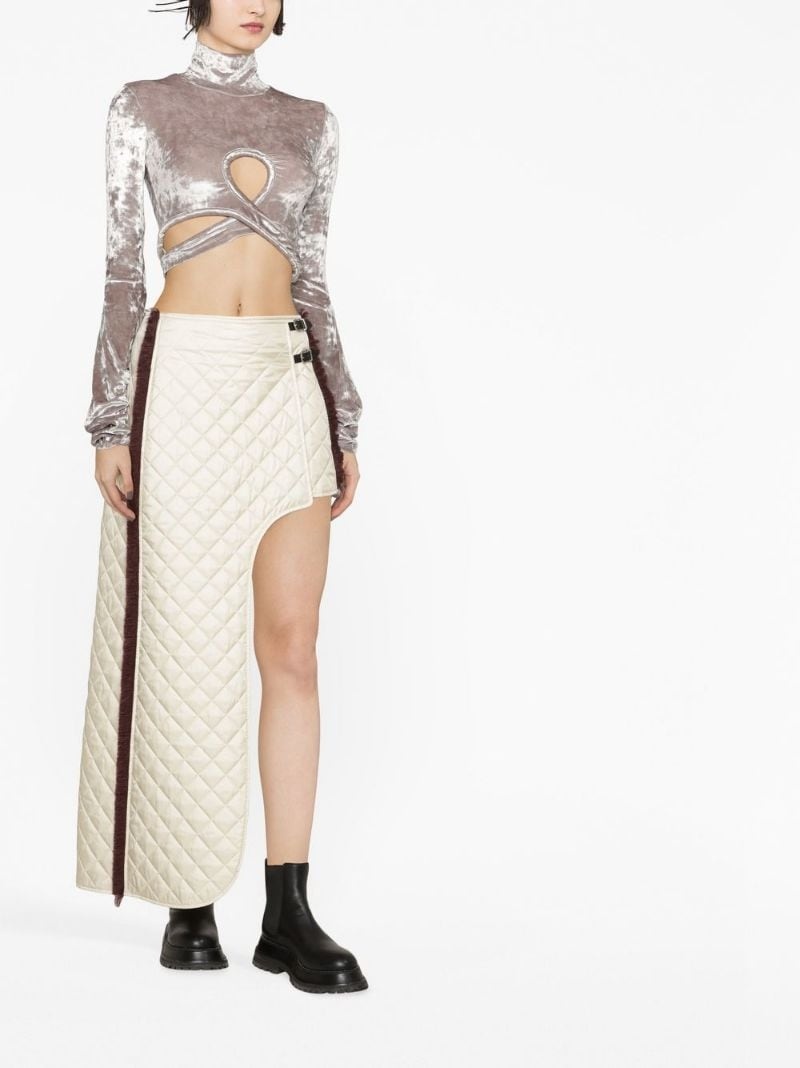 cut-out detail velvet top - 2