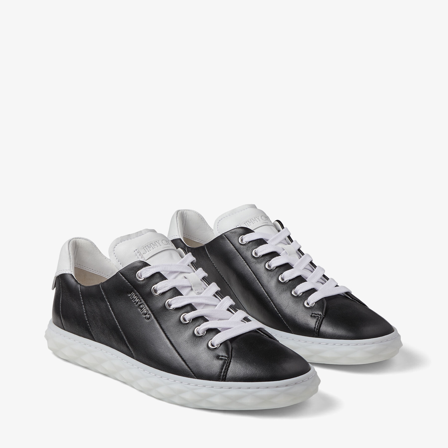 Diamond Light/F
Black Nappa Leather Low-Top Trainers - 3