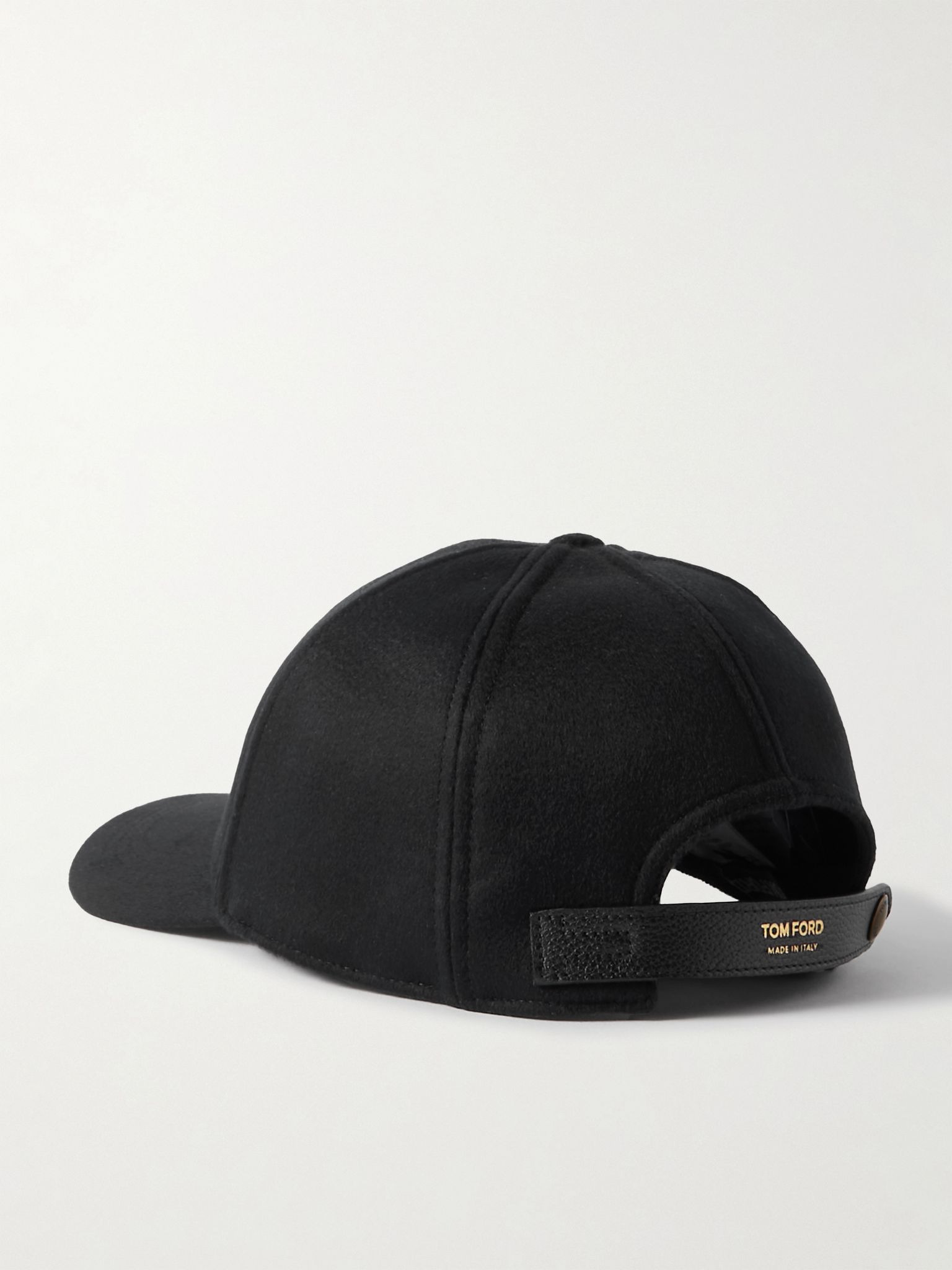 Leather-Trimmed Logo-Embroidered Cashmere Baseball Cap Black - 3
