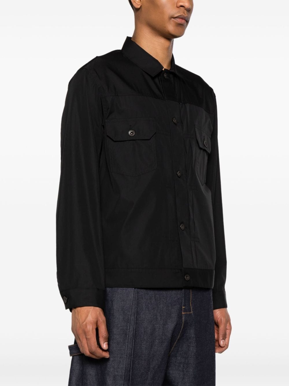 poplin-texture shirt jacket - 3