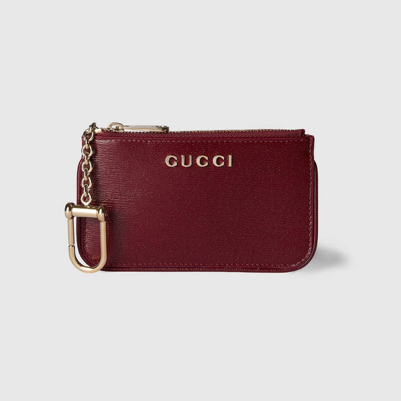 Zip key case with Gucci script 1