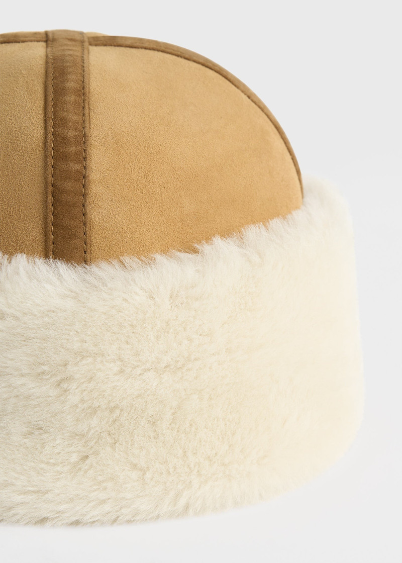 Shearling winter hat tan 3
