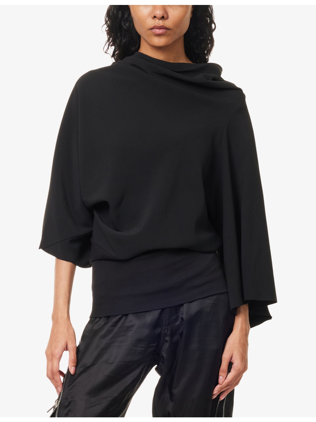 Cylinder Draped Woven Top - 3