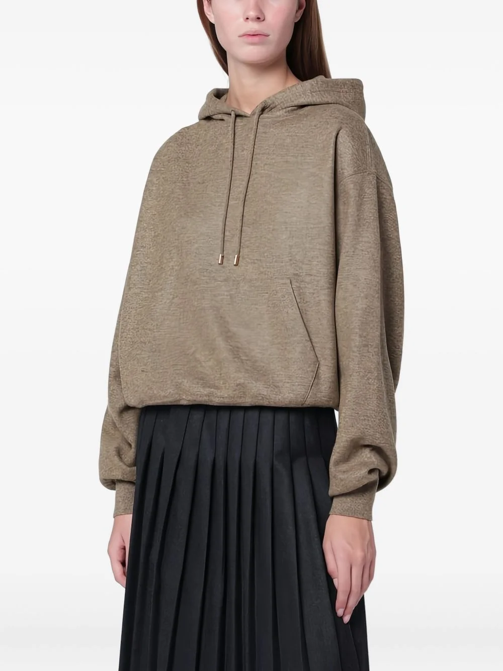 hooded wood grain melange hoodie - 1