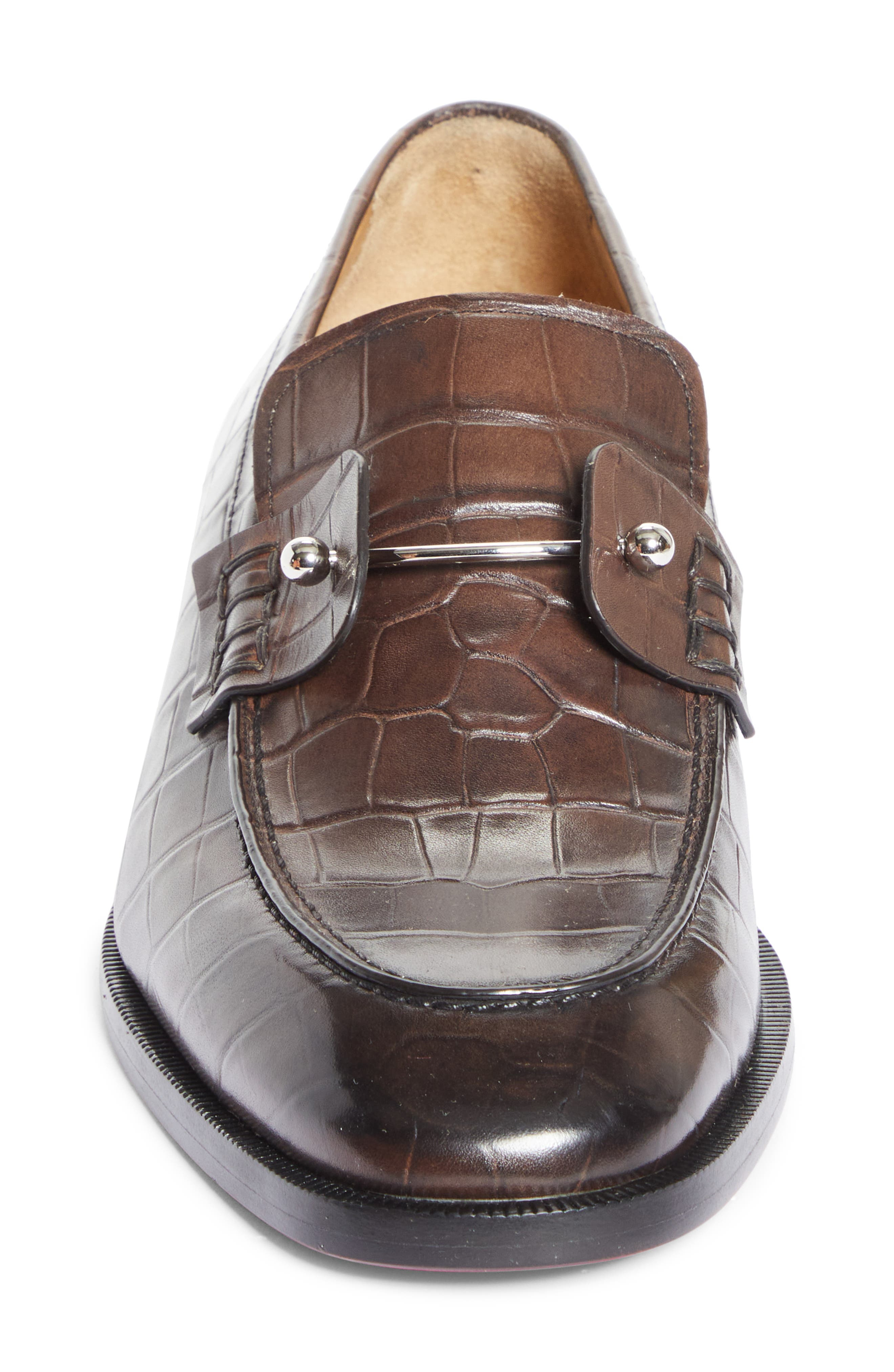 Christian Louboutin Chambelimoc Croc Embossed Loafer in Cosme at Nordstrom - 4