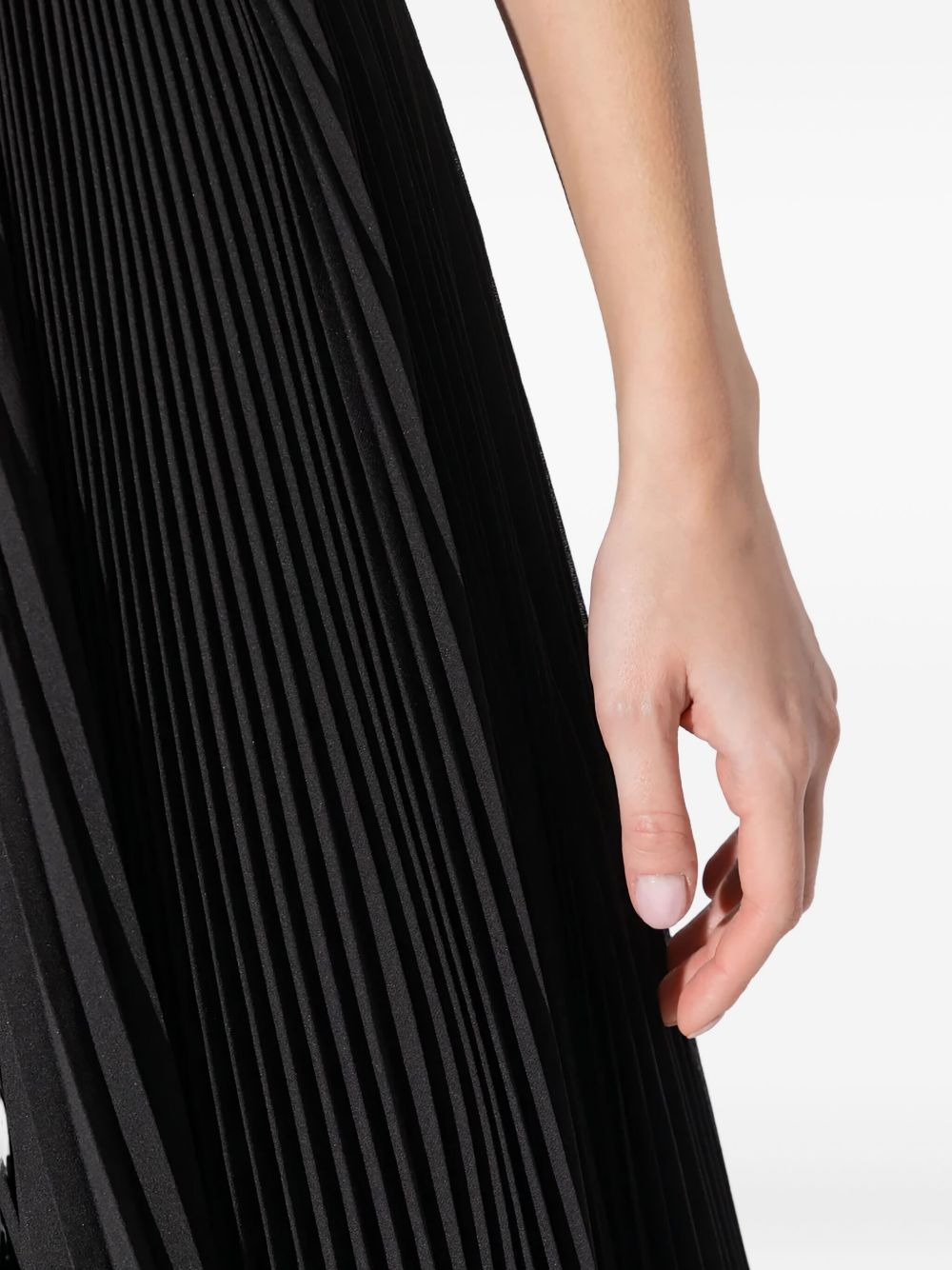 pleated asymmetric-hem midi skirt - 3