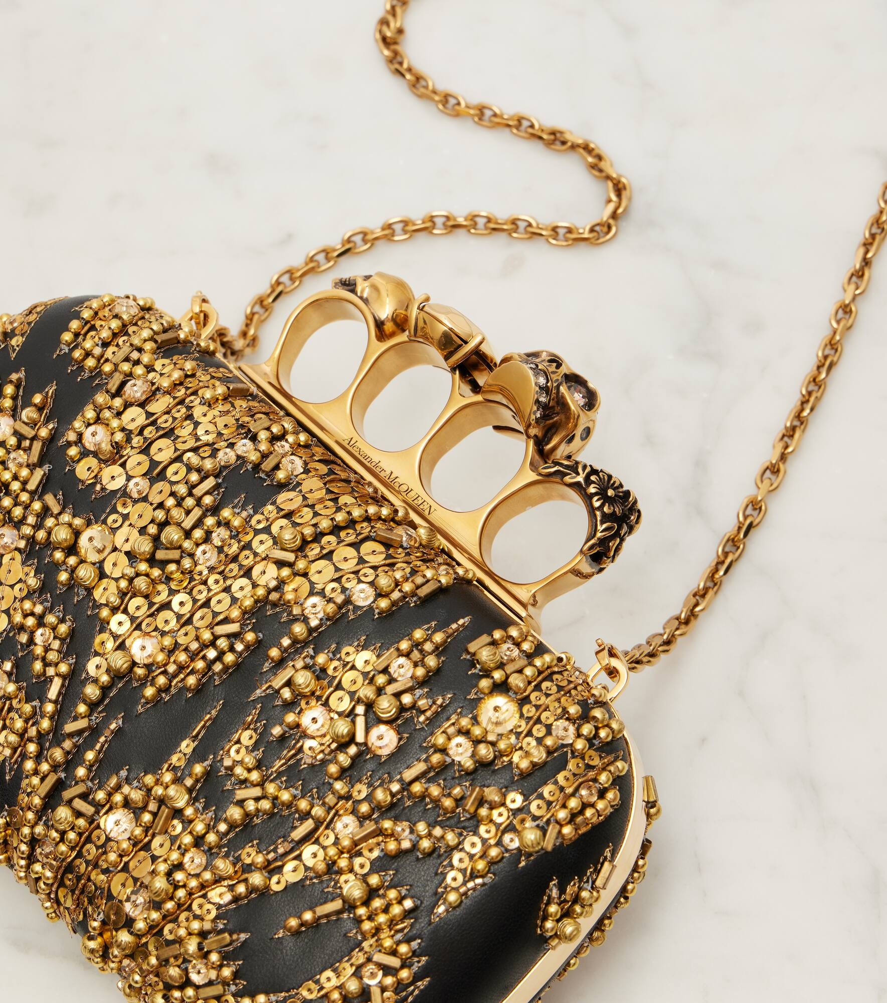 Knuckle Small embellished leather clutch - 6