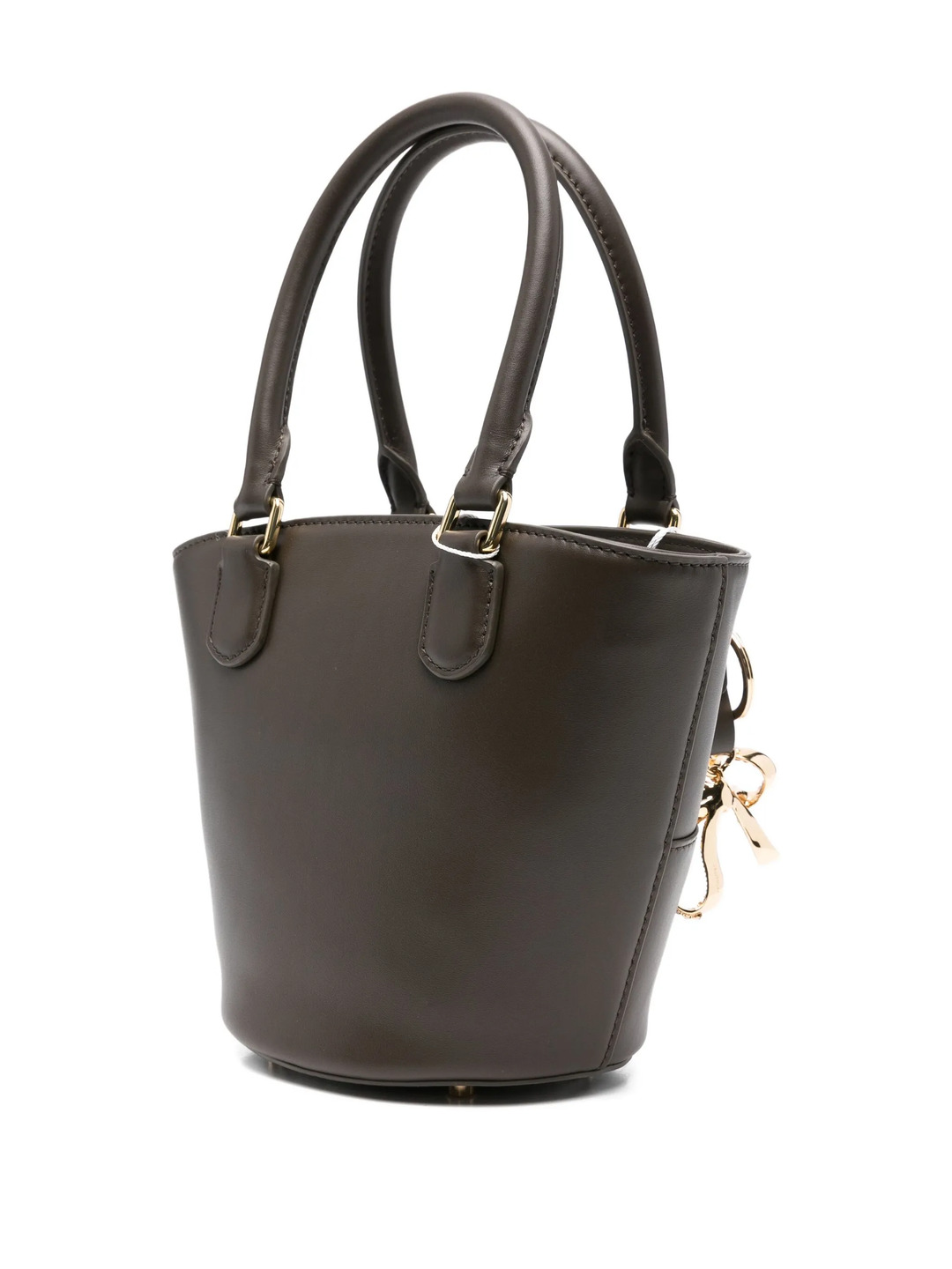 Dark Brown Leather Charm Tote Bag - 3