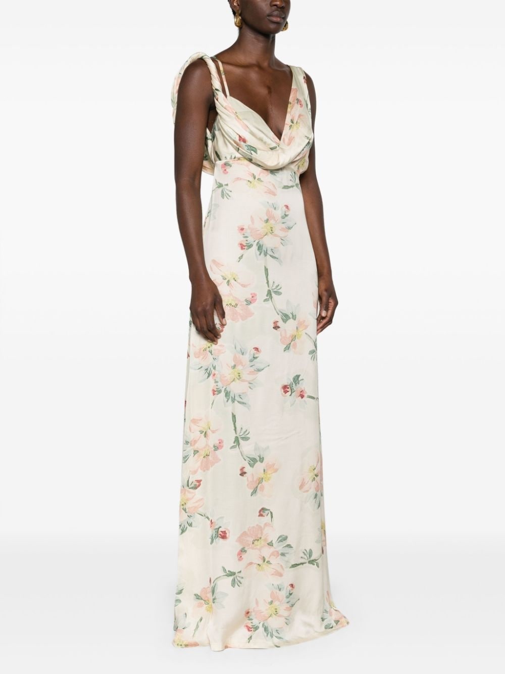 floral-print satin maxi dress - 3