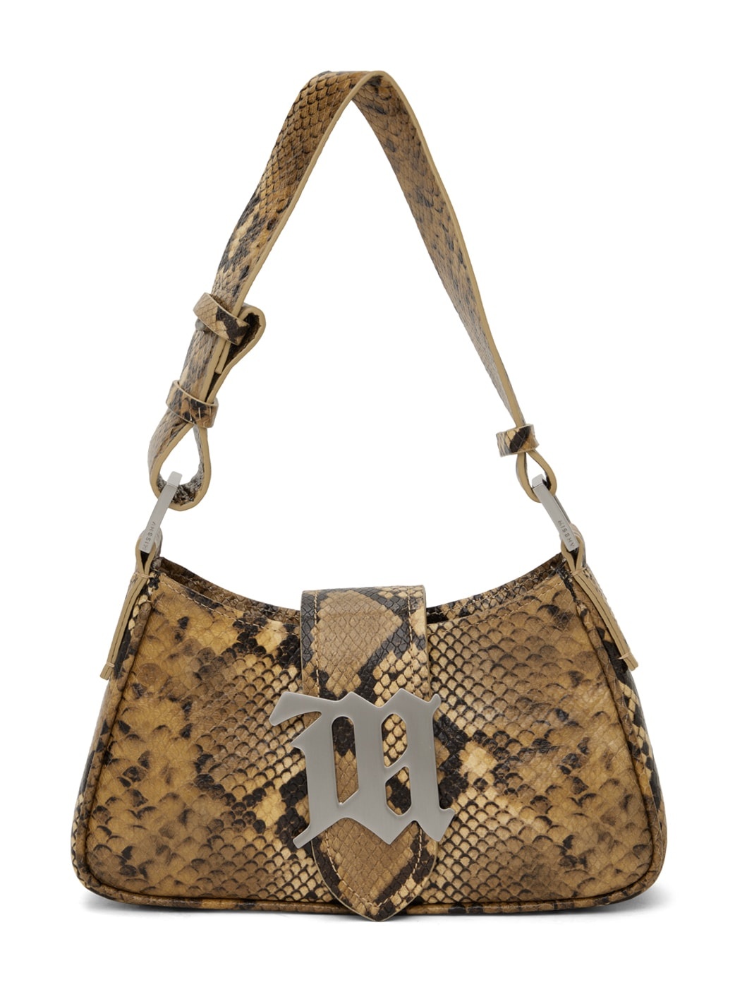 Beige Small Snake-Embossed Bag - 1