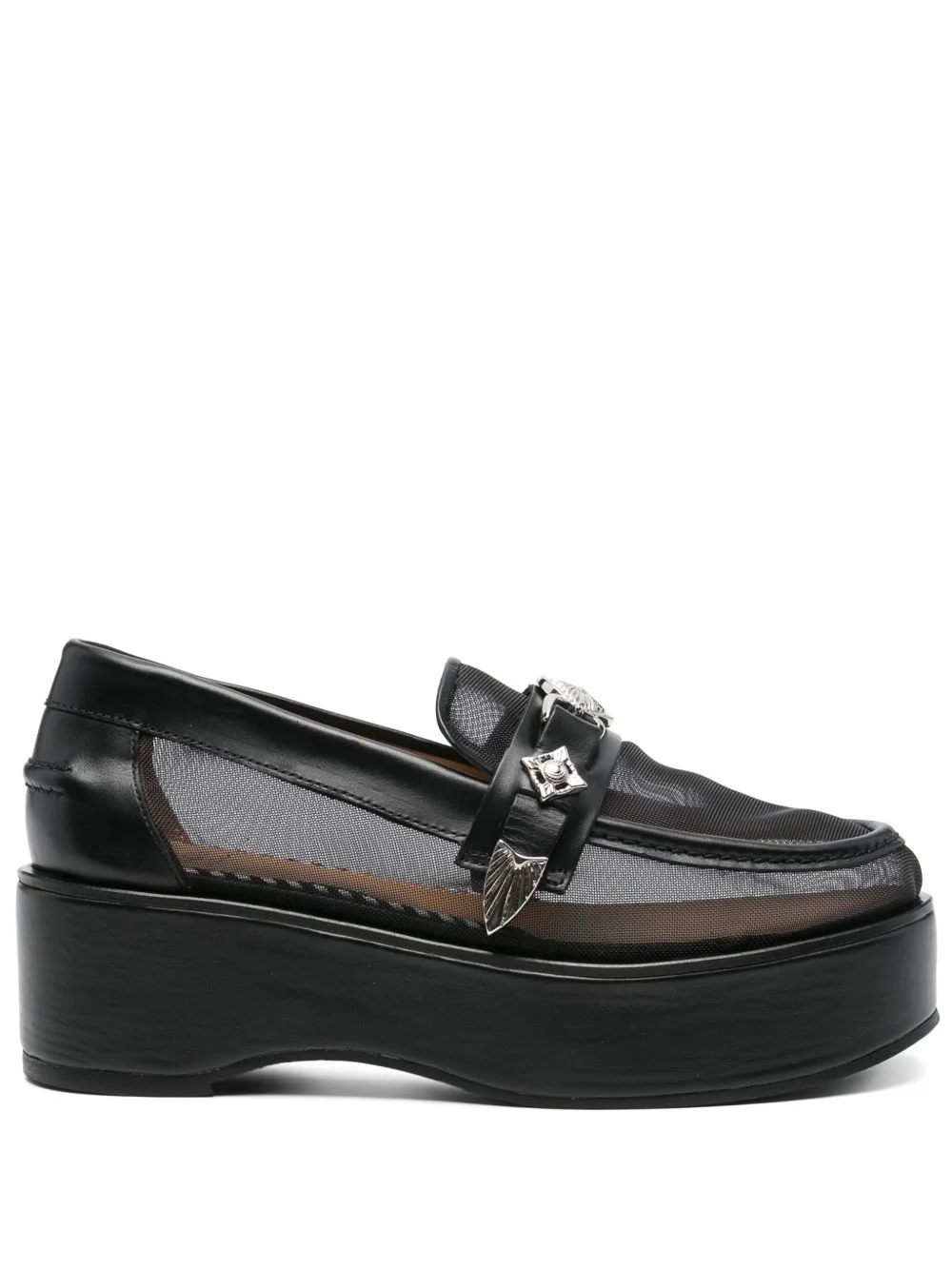 55mm leather heeled loafers - 1