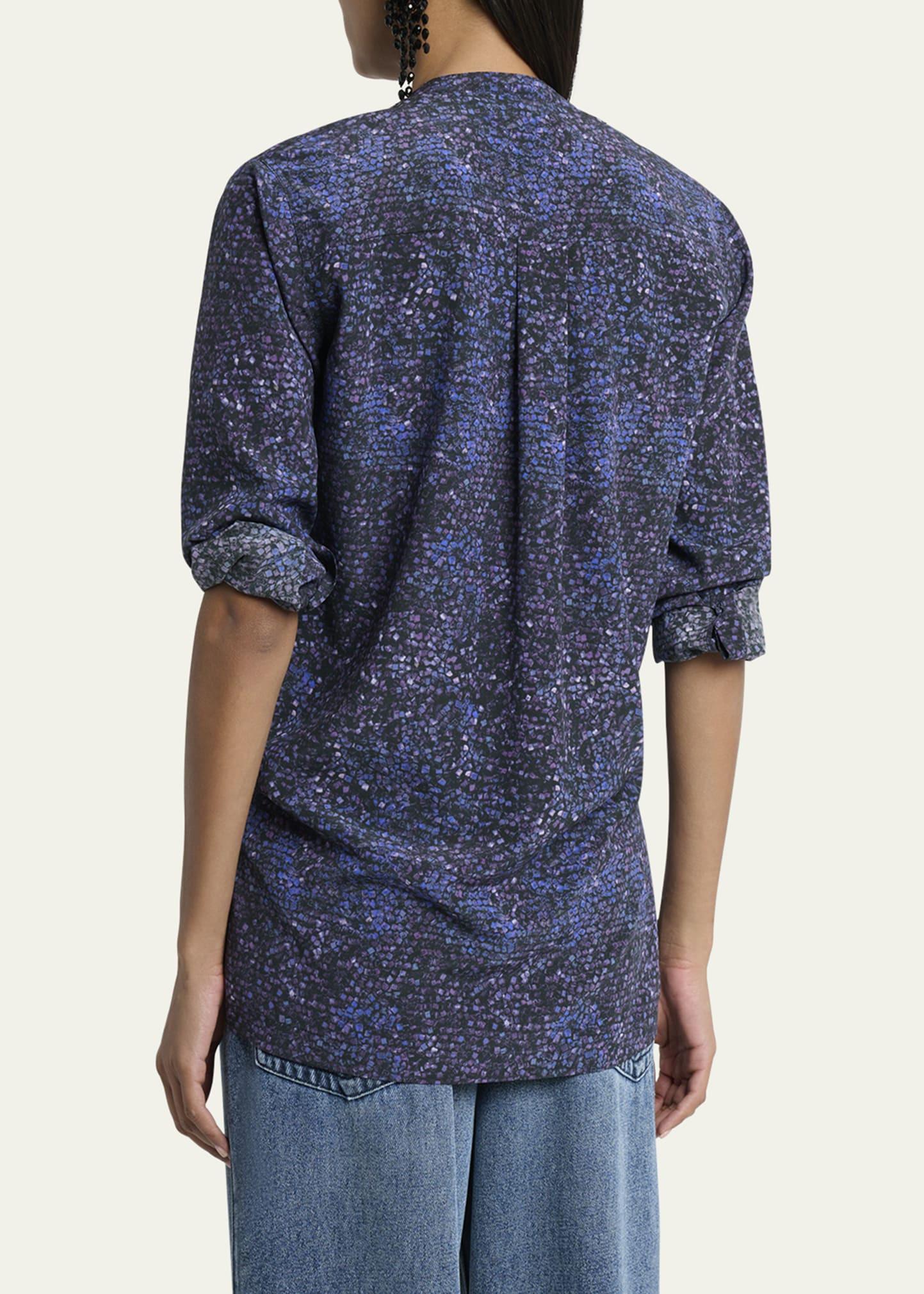 Sima Mosaic Stretch Silk Top - 3