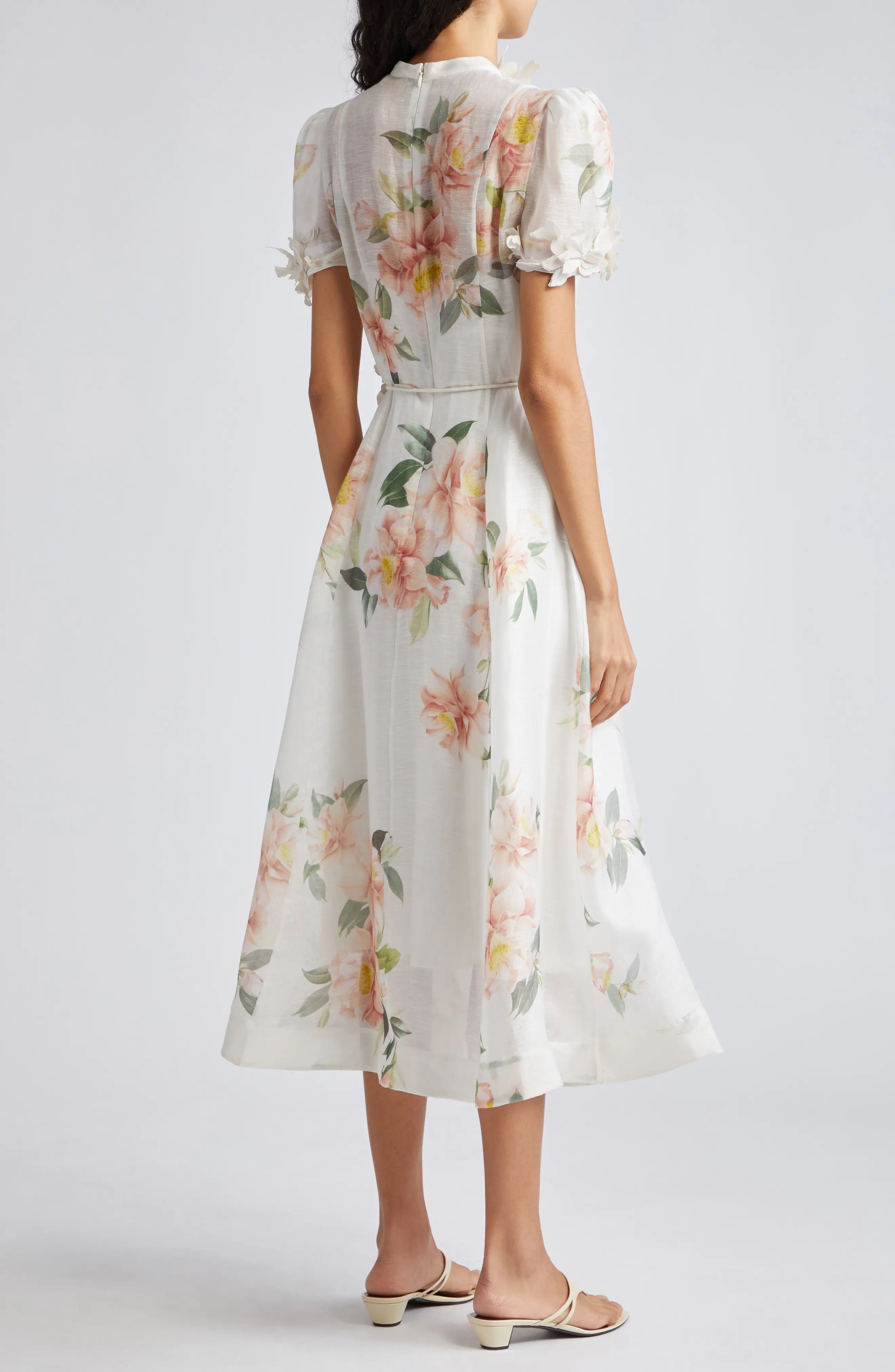 Natura Liftoff Floral Linen & Silk Organza Midi Dress - 2