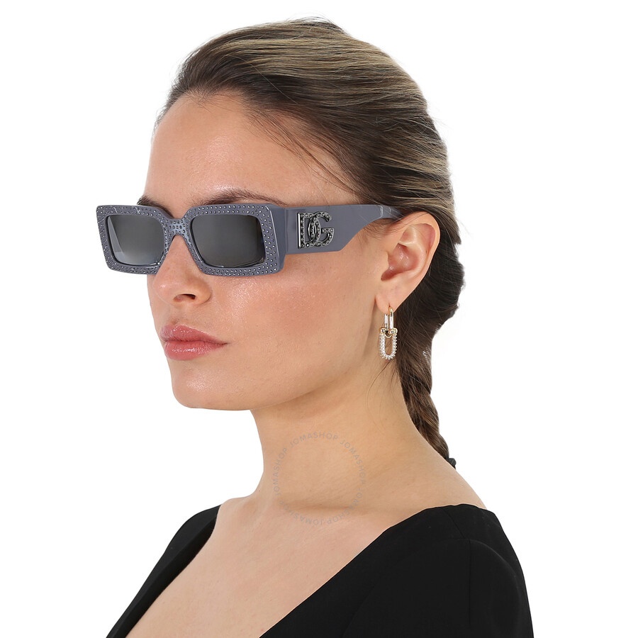 Dolce and Gabbana Grey Mirrored Black Rectangular Ladies Sunglasses DG4447B 30906G 53 - 2
