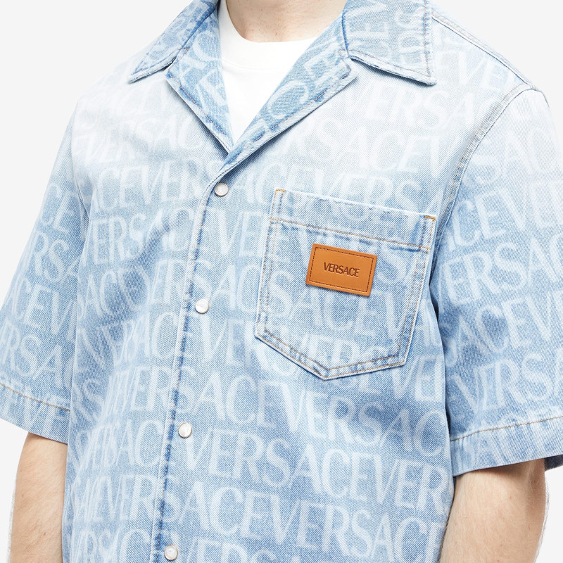 Versace All Over Logo Denim Shirt 5