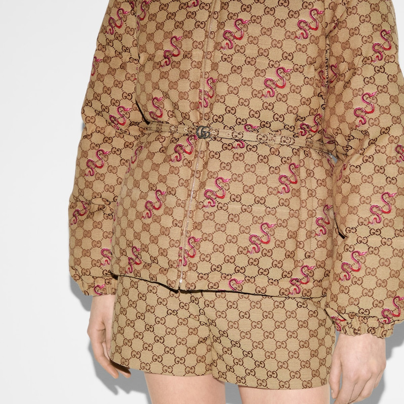 Embroidered GG canvas padded jacket 5
