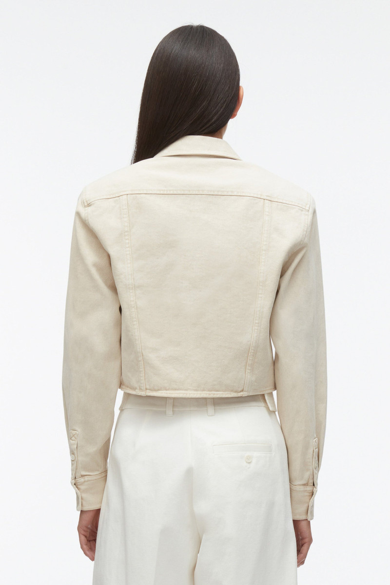 Denim Cropped Shirt with Shoulder Pads 4