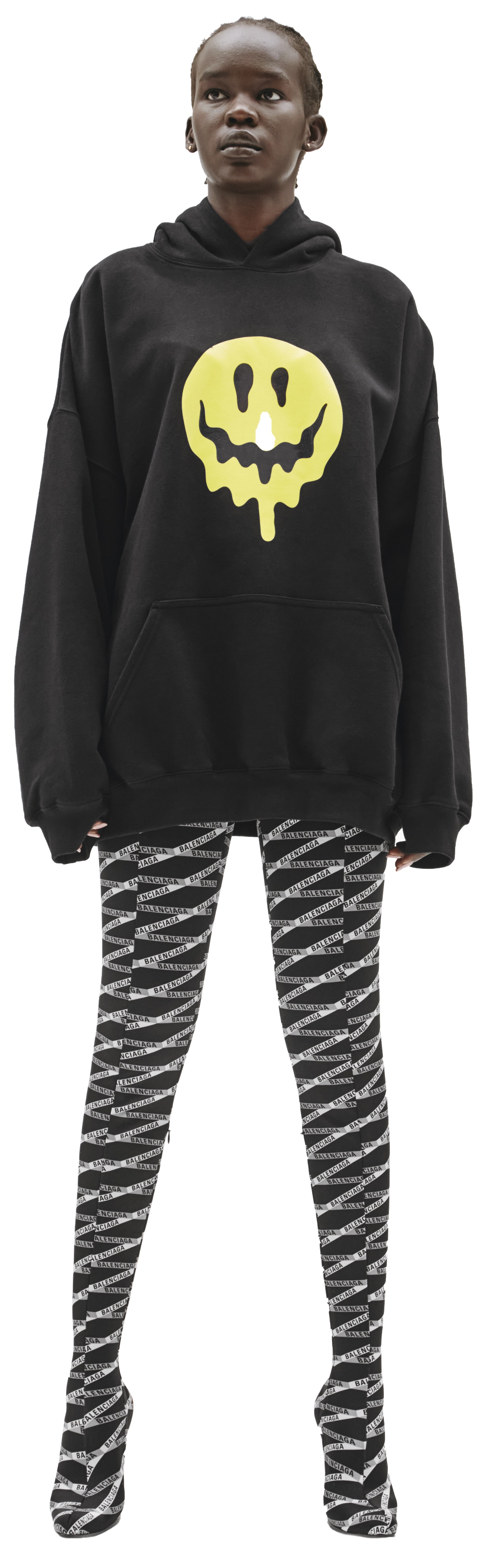 BLACK PRINTED HOODIE - 1