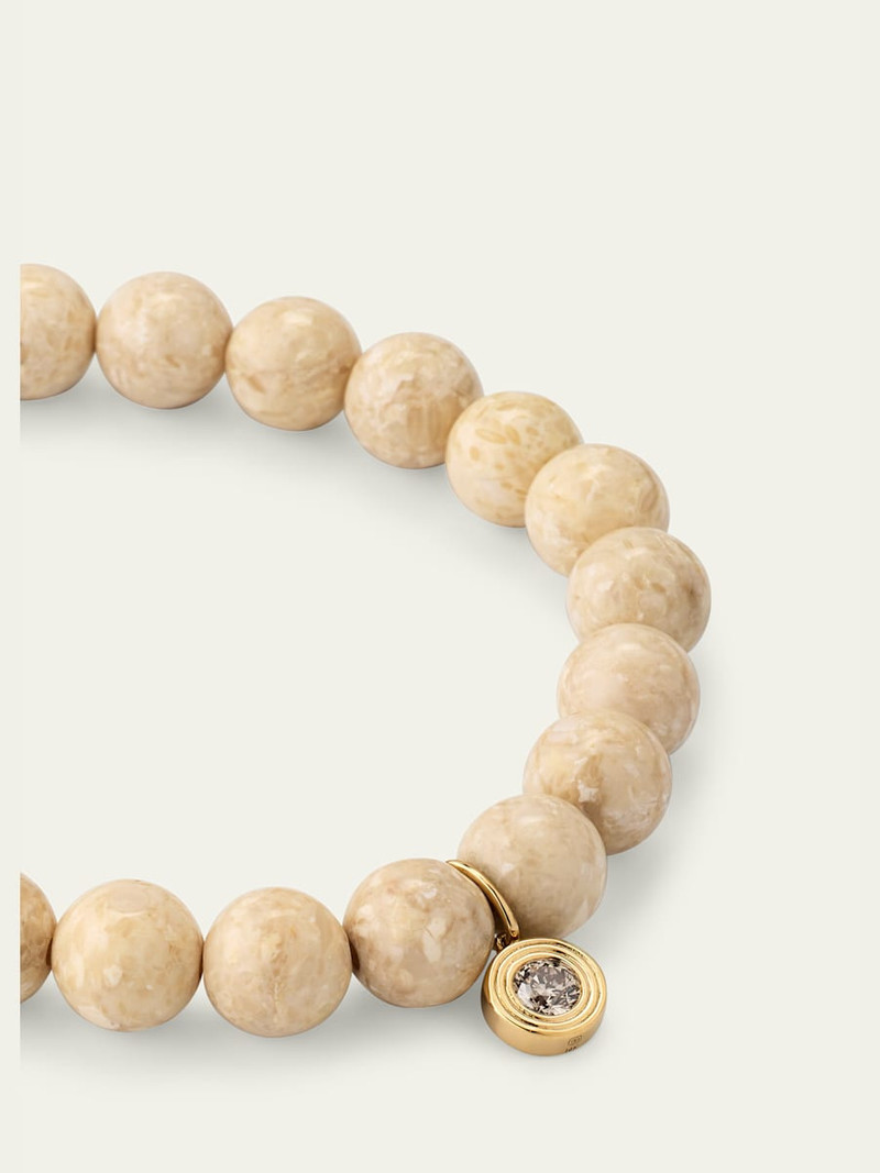 SYDNEY EVAN 14k Cream Jasper and Fluted Brown Diamond Charm Bracelet outlook