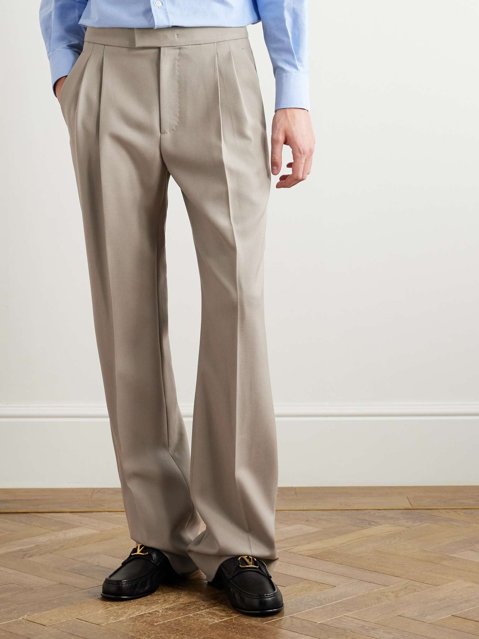 Wide-Leg Pleated Wool-Gabardine Trousers - 3
