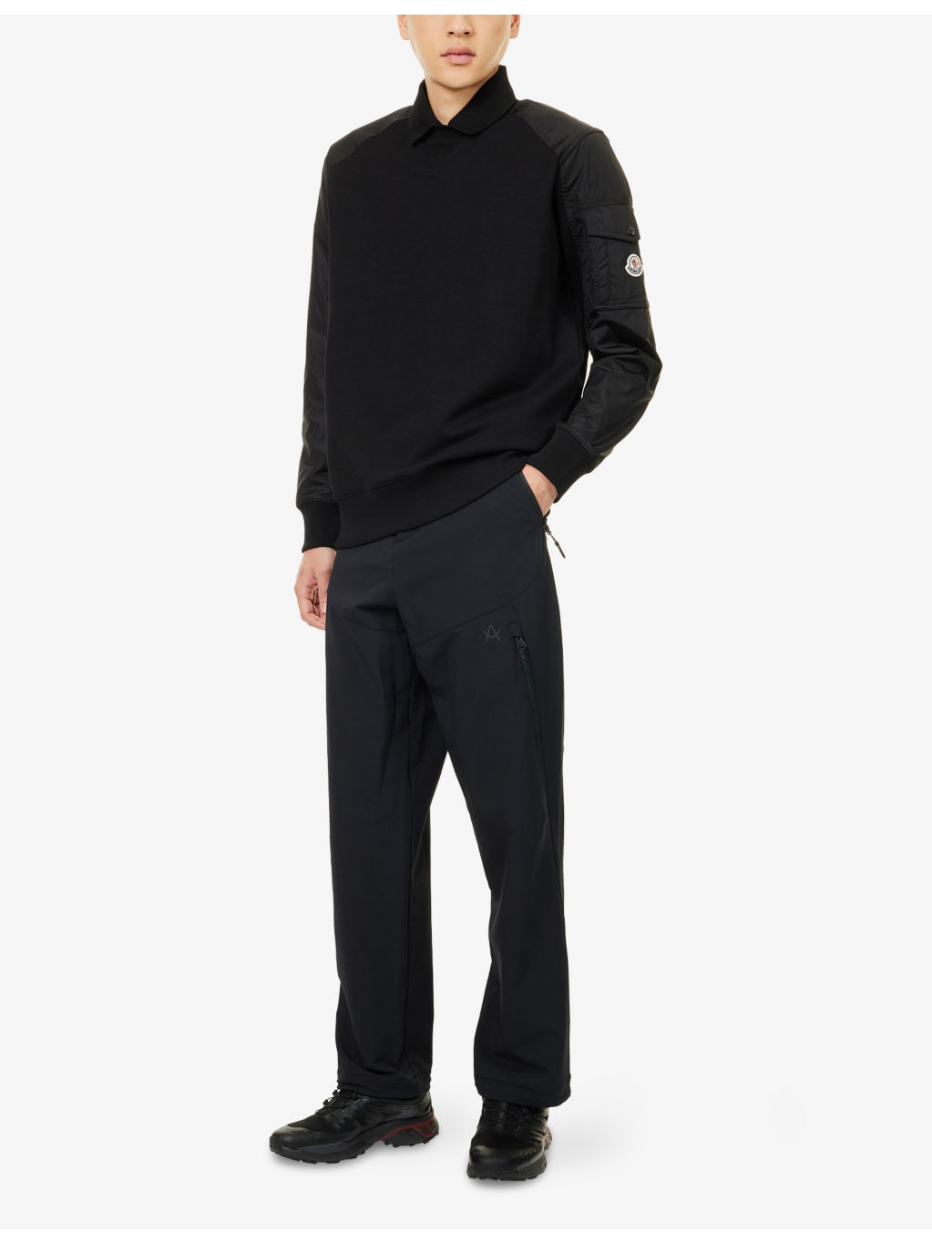 Logo-Patch Contrast-Sleeve Cotton-Blend Sweatshirt - 2